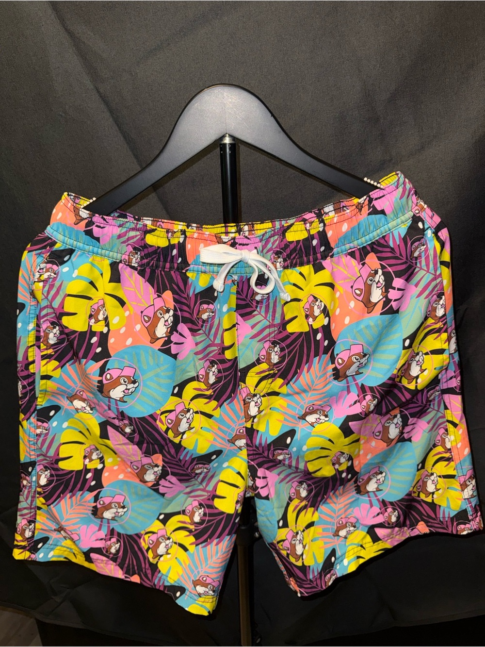 BUCCEES SWIM TRUNKS Tropical Cartoon Print MENS Swim Shorts - Multicolor